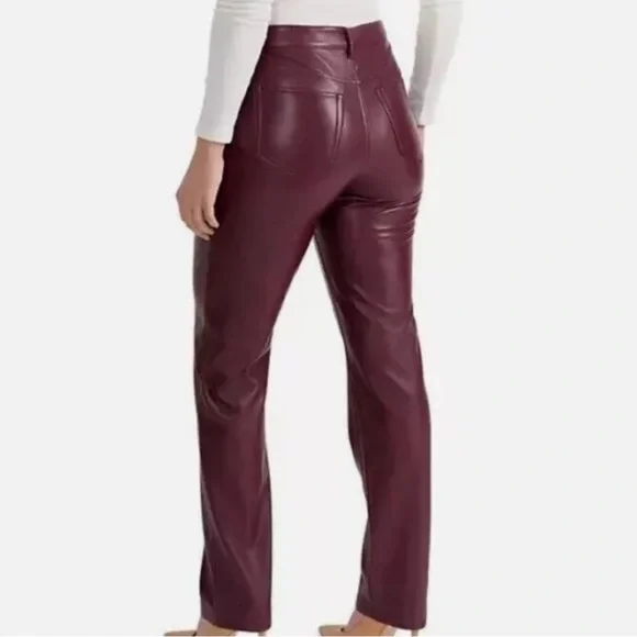 JOIE LIMITED EDITION Faux Leather Straight Pants Style JEI000 Burgundy Size 6